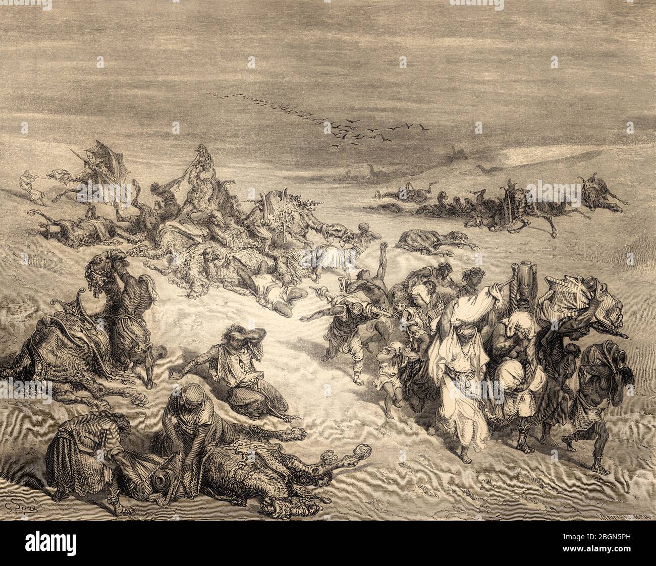 Le souffle des bêtes, la Cinquième peste : maladie du bétail, boisée par Gustave Doré Banque D'Images