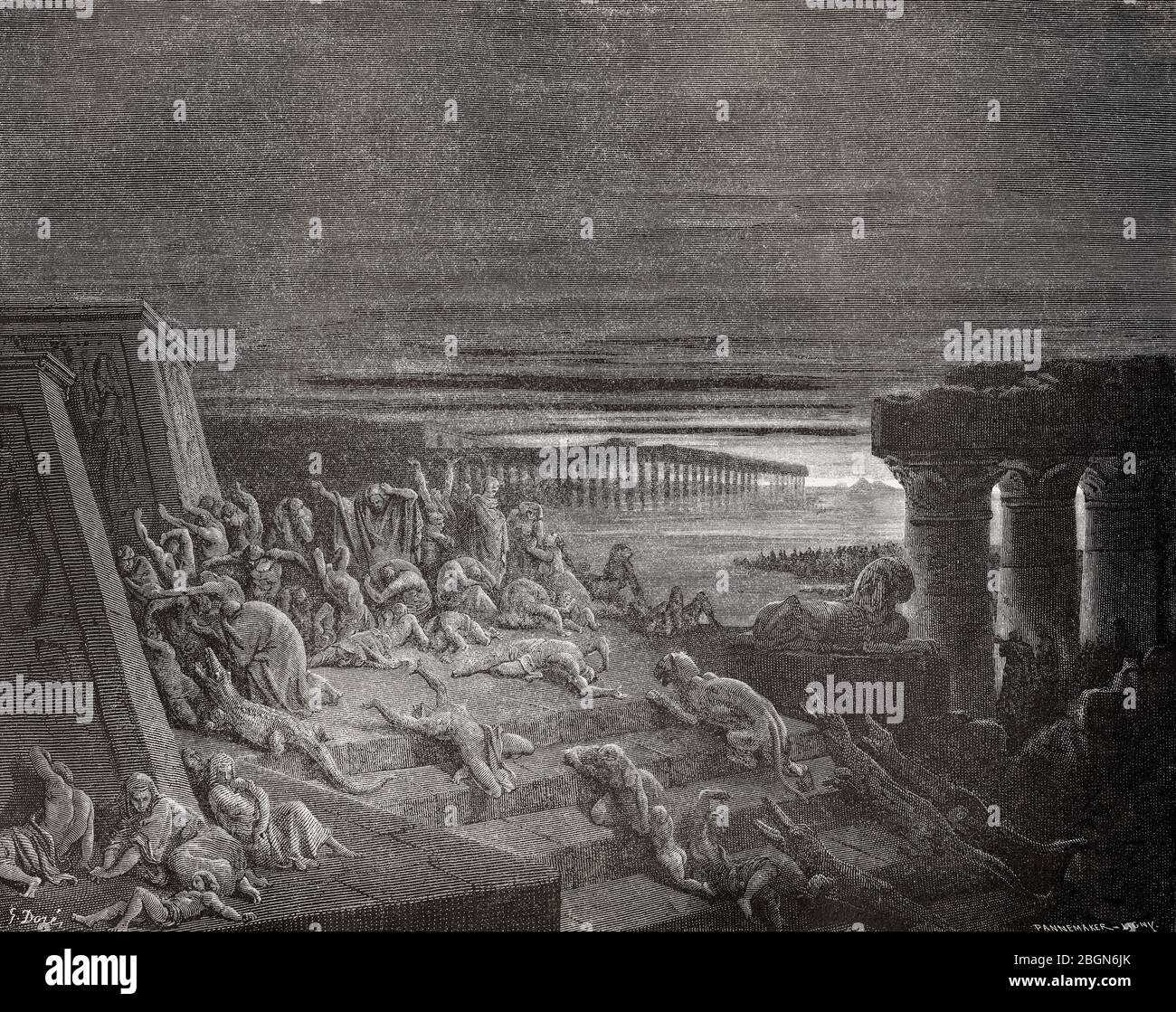 La neuvième peste : ténèbres, boisée par Gustave Doré Banque D'Images