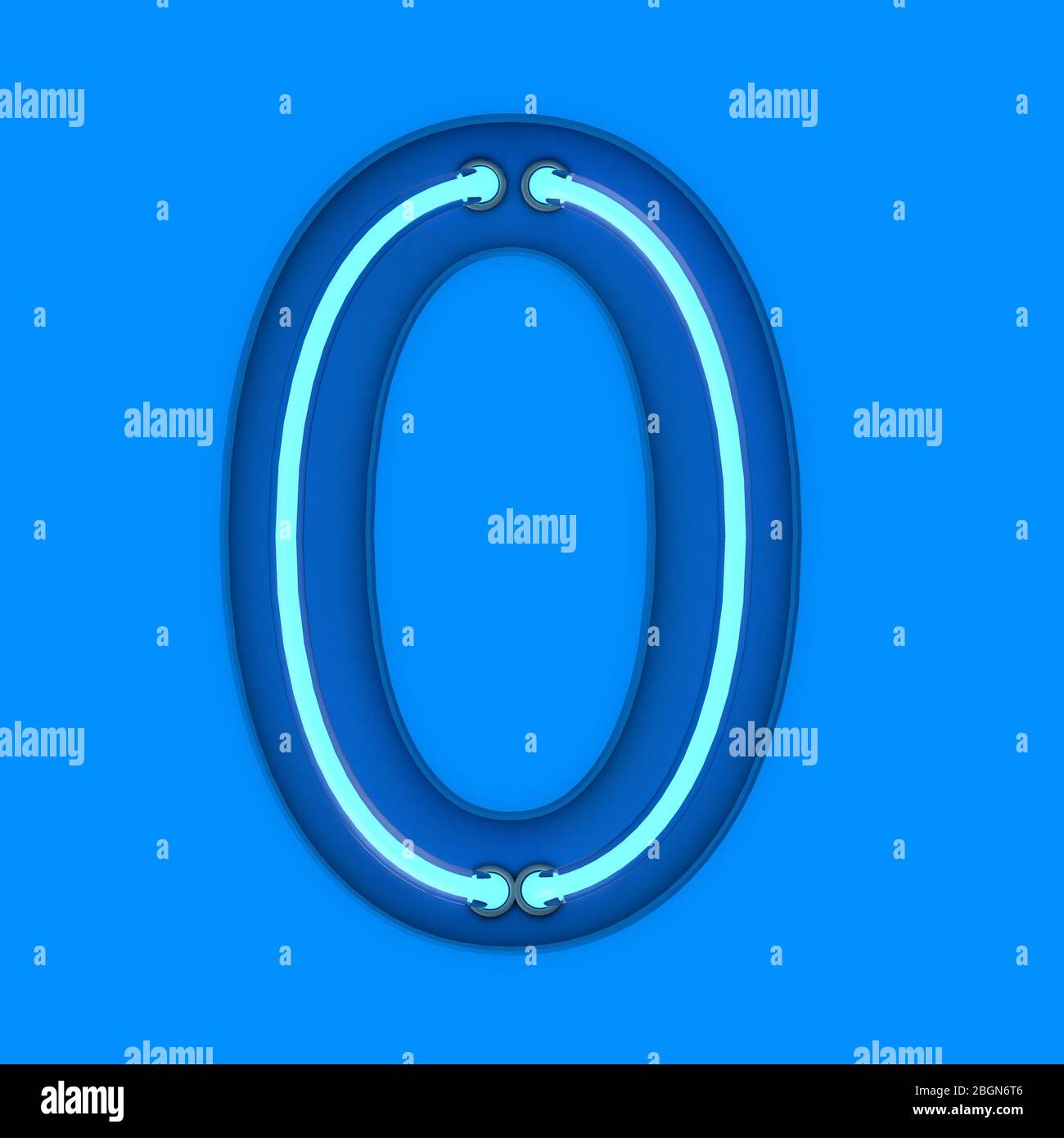 Style neon light lettre O. Glowing neon lettre capitale. Le rendu 3D Banque D'Images
