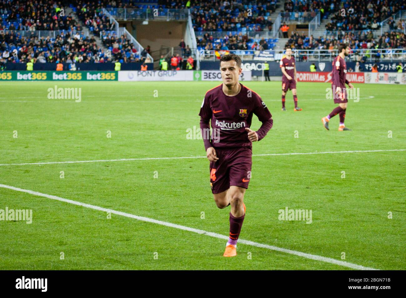 Málaga, Espagne. 18 mars 2018. La Liga Match Málaga C.F. - FC Barcelone Banque D'Images