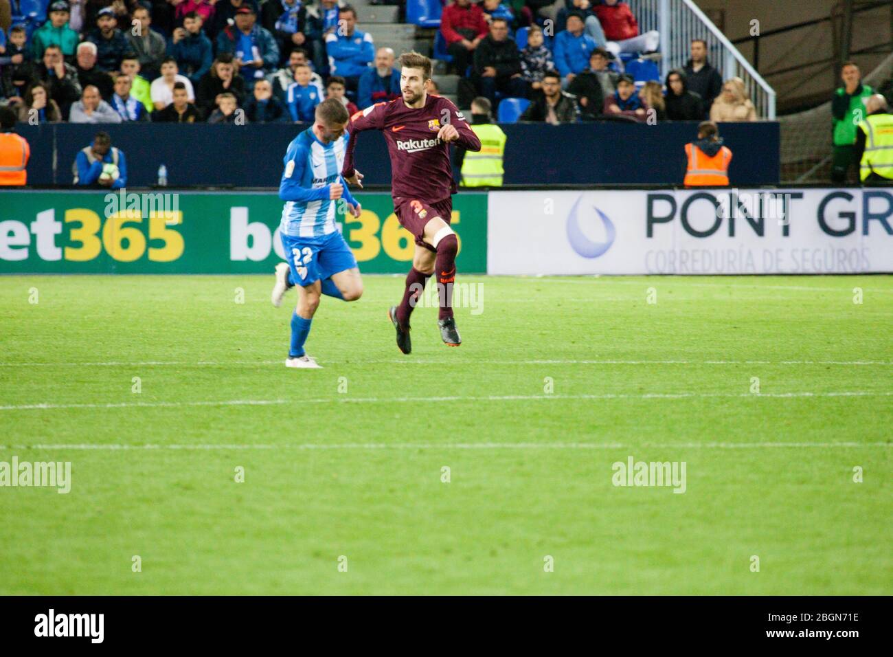 Málaga, Espagne. 18 mars 2018. La Liga Match Málaga C.F. - FC Barcelone Banque D'Images