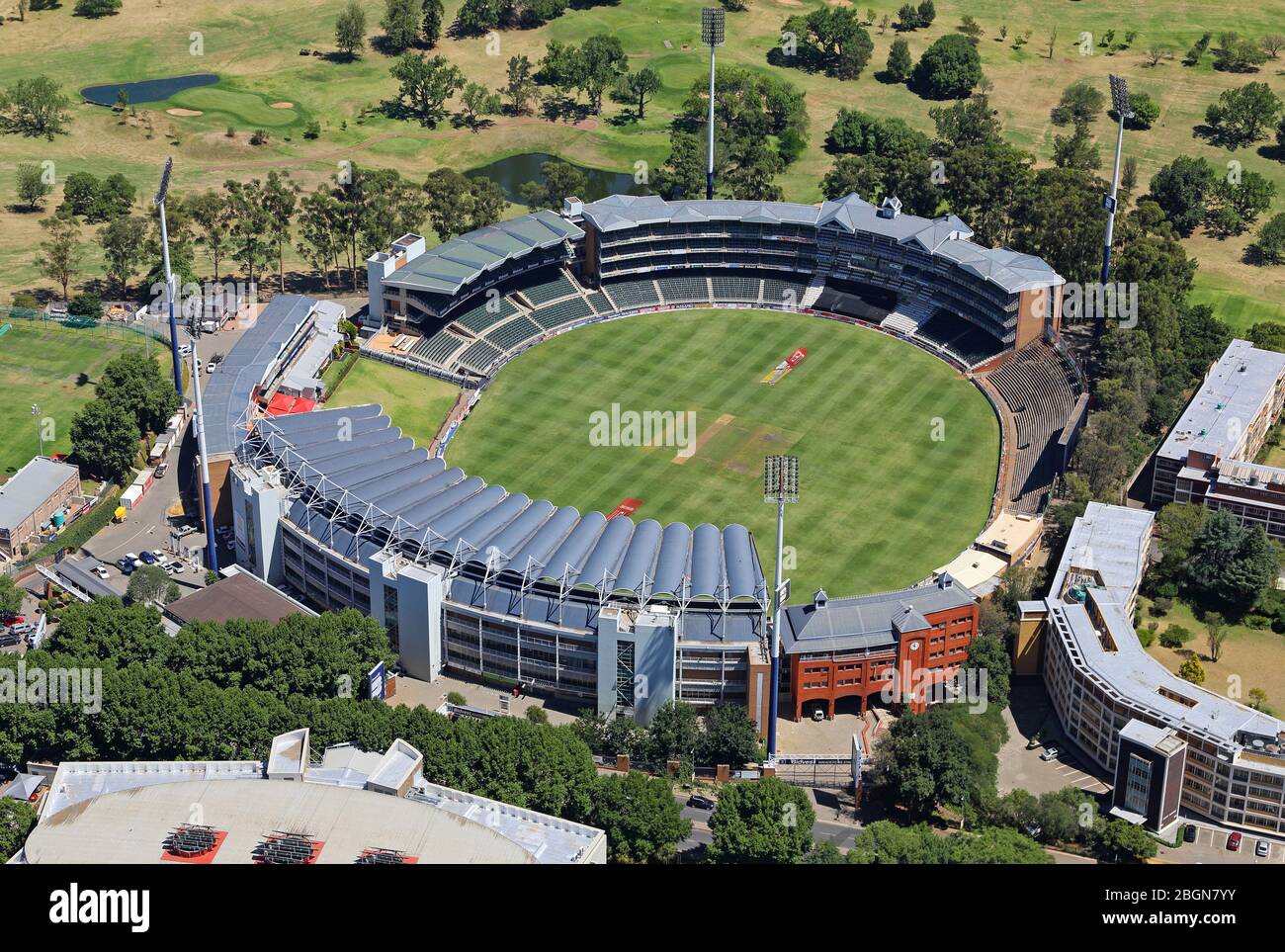 Vue aérienne du stade de cricket de Wanderers Banque D'Images