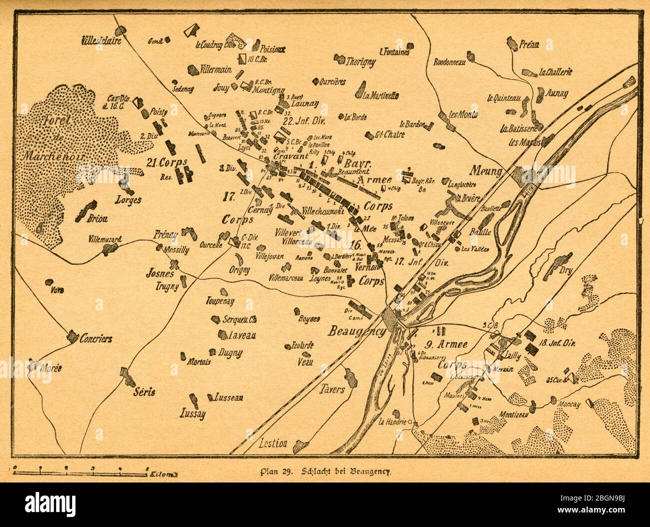 Europa, Deutschland, Frankreich, Deutsch-Französischer Krieg, Plan der Schlacht bei Beaugency , Motiv aus : ' Der Krieg zwischen Frankreich und Deutschland in den Jahren 1870-1871 ' , von J. Scheibert, Verlag von W. Pauli's Nachfolger ( H. Jerosch ) , Berlin, 1895 . / Europe, Allemagne, France, guerre franco-prussienne, plan de la bataille près de Beaugency , image de : ' Der Krieg zwischen Frankreich und Deutschland in den Jahren 1870-1871 ' ( la guerre entre la France et l'Allemagne 1870-1871 ) , par J. Scheibert , maison d'édition W. Pauli successeurs ( H. Jerosch ) , Berlin, 1895 . Banque D'Images