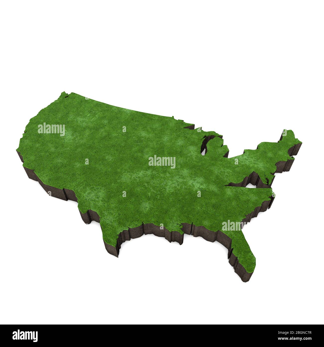 Carte des Etats-Unis d'Amérique avec herbe et sol. Rendu 3D Banque D'Images