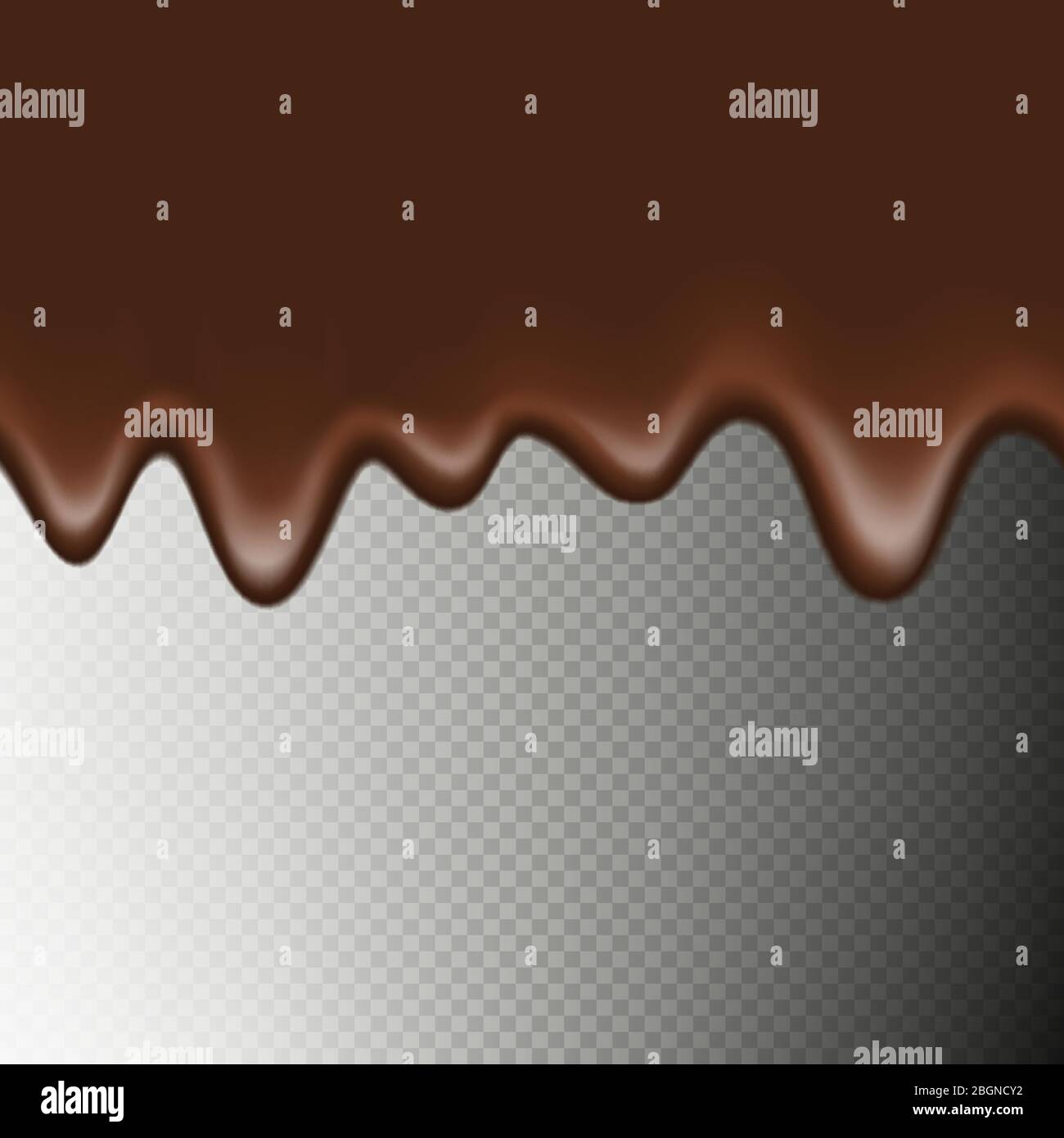 Bordure horizontale réaliste chocolat chaud isolé sur fond transparent. Le chocolat fondu coule. SPE 10 Illustration de Vecteur