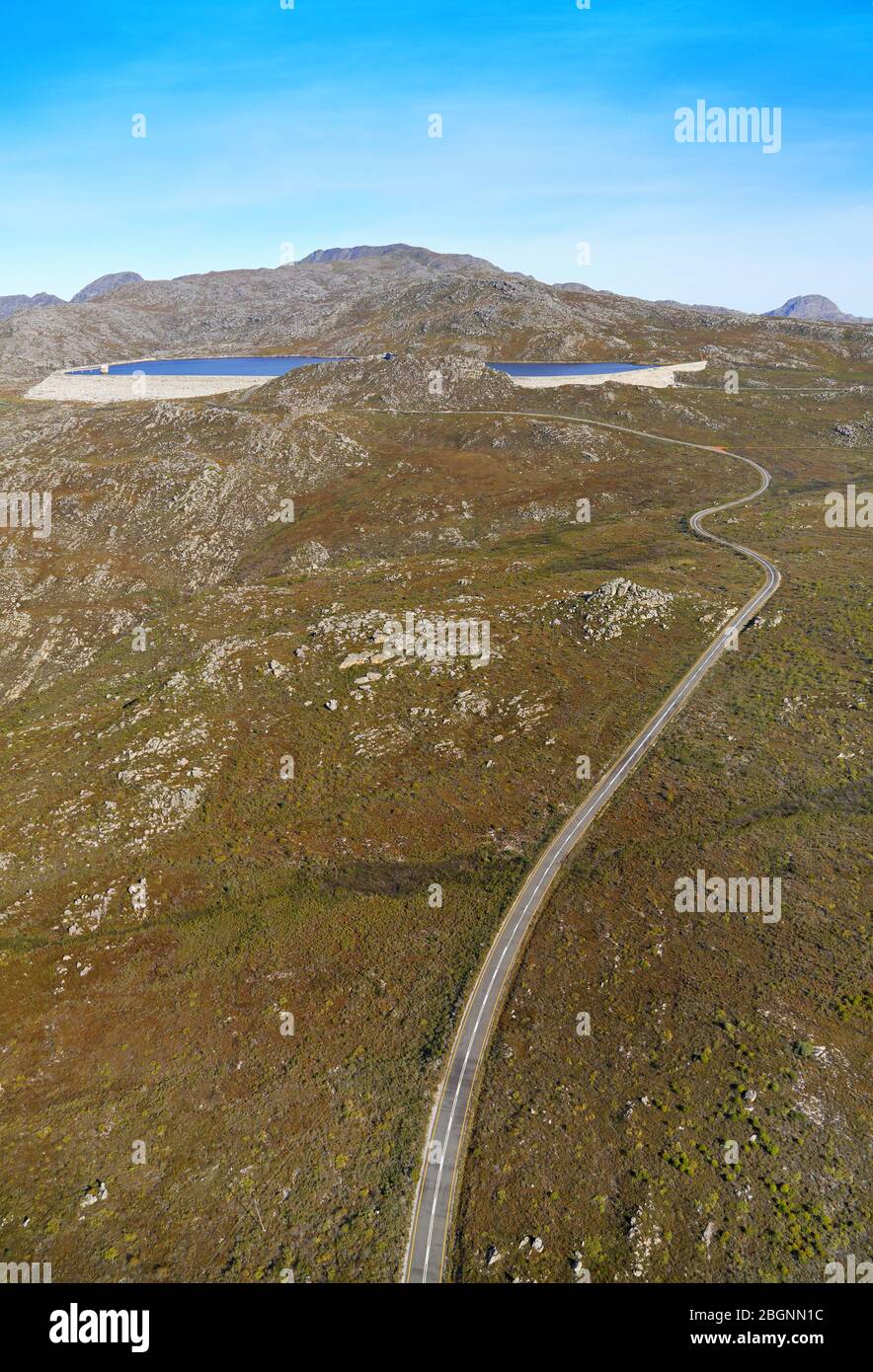 Photo aérienne du barrage près de Grabouw Banque D'Images