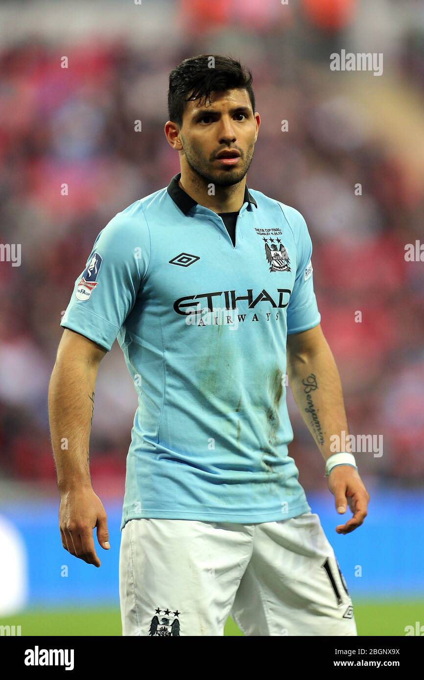 LONDRES, ANGLETERRE Sergio Aguero de Manchester City lors du match final de la coupe FA avec Budweiser entre Manchester City et Wigan Athletic au stade Wembley à Londres le samedi 11 mai 2013 (crédit: MI News) Banque D'Images