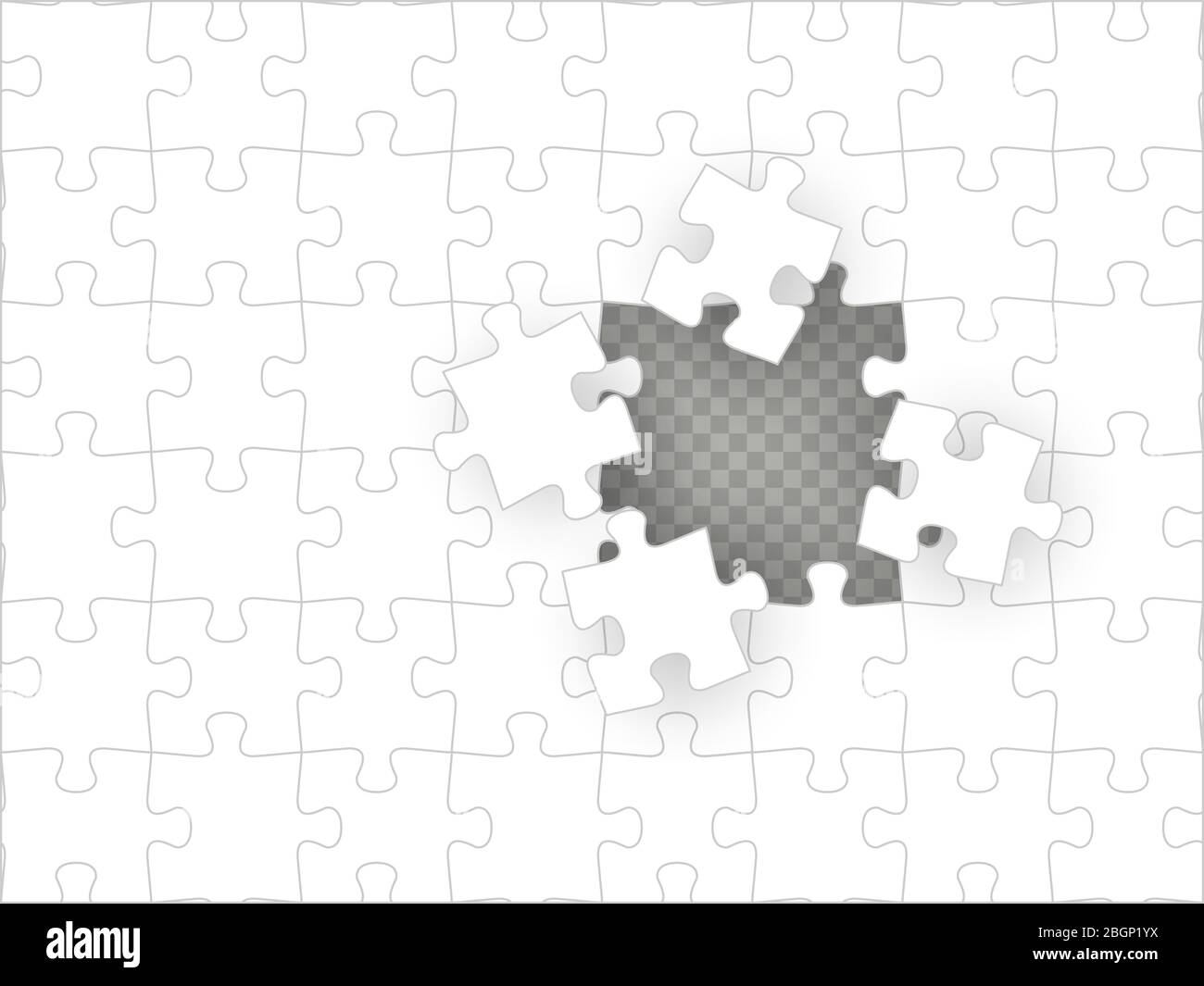Puzzle blanc blanc vide avec trou isolé sur fond transparent. Image  conceptuelle de la tâche non terminée. Concept de solution. SPE 10 Image  Vectorielle Stock - Alamy