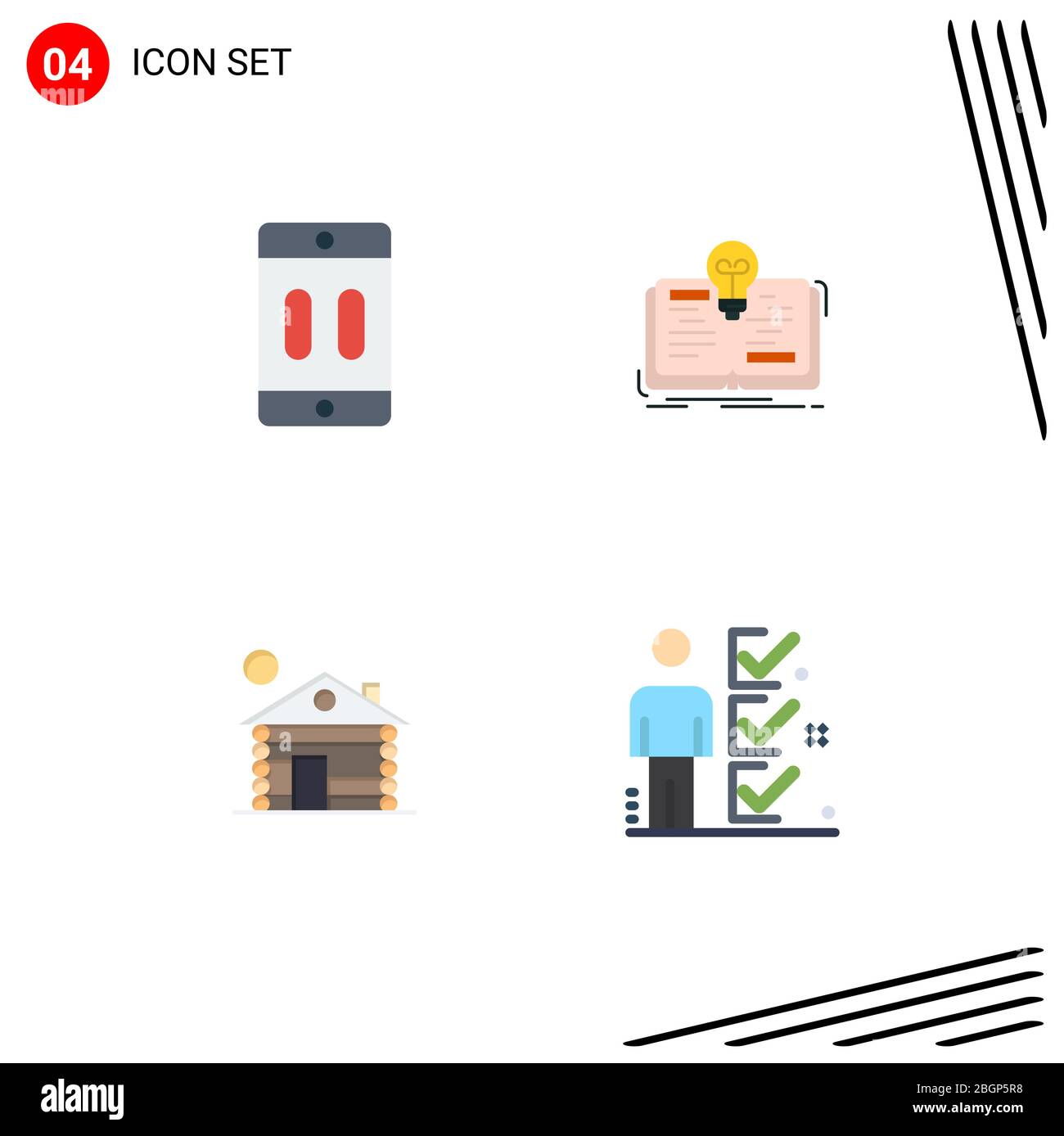Jeu de 4 icônes plates simples de téléphone portable, hôtel, mobile, idée, service éléments de conception vectoriel éditable Illustration de Vecteur