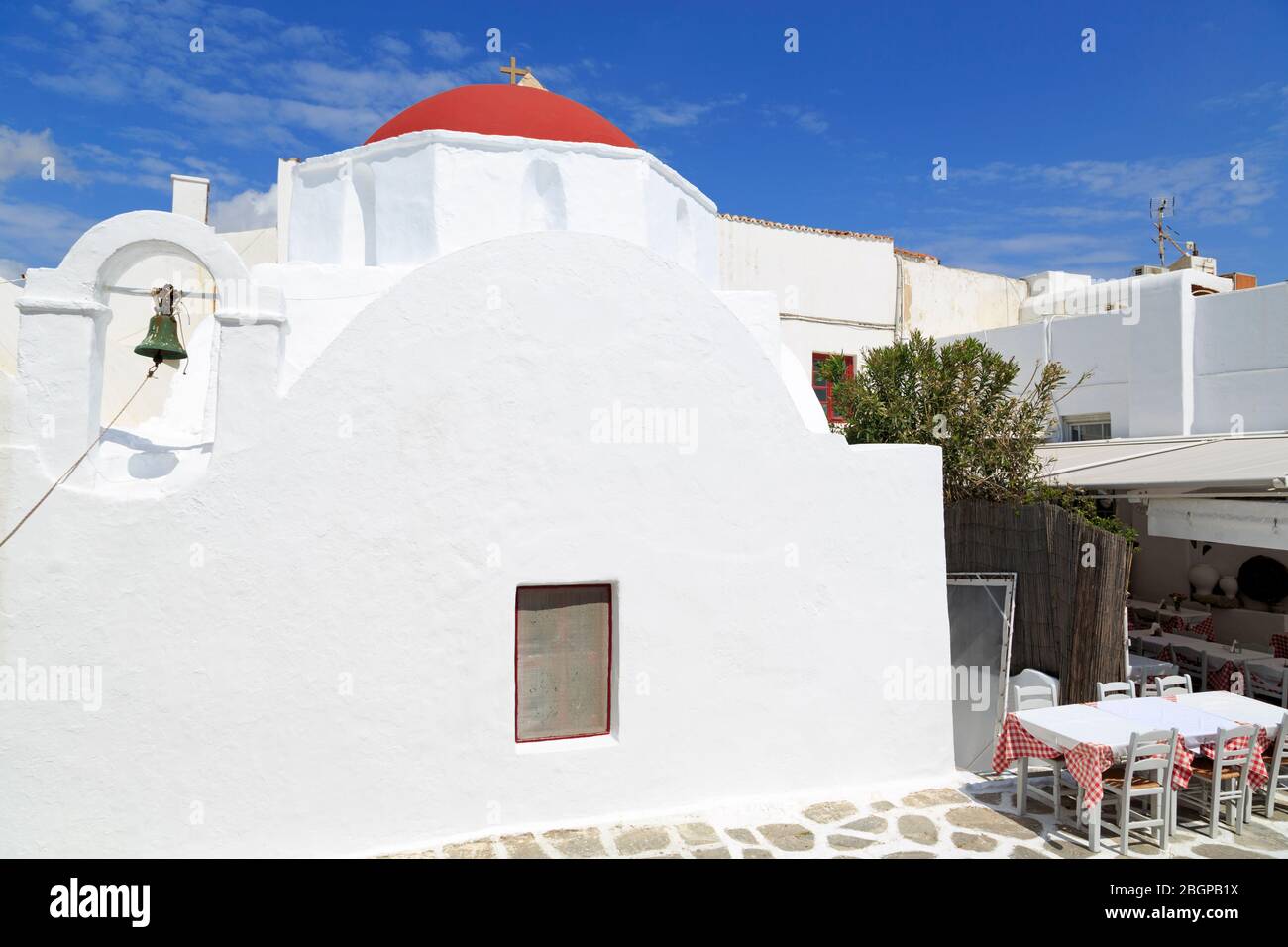 L'église, la ville de Mykonos, l'île de Mykonos, Grèce, Europe Banque D'Images