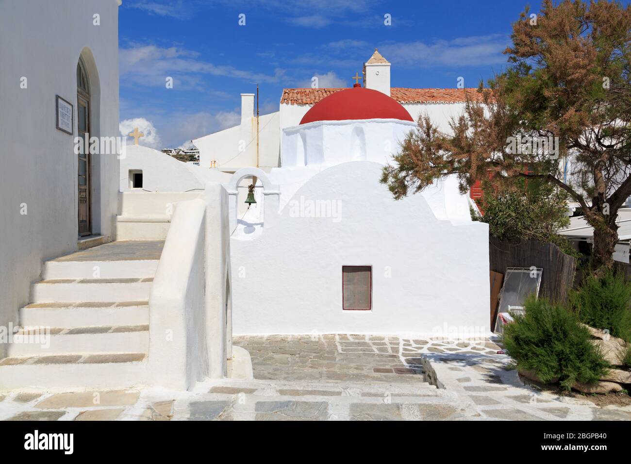 L'église, la ville de Mykonos, l'île de Mykonos, Grèce, Europe Banque D'Images