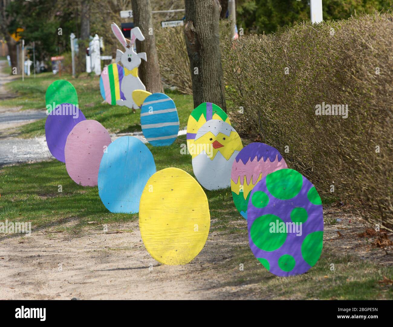 Un exposé créatif sur le bord de la route de Pâques à Yarmouthport, dans le Massachusetts, sur Cape Cod Banque D'Images