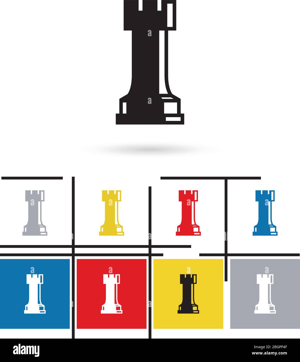 Icône Chess rook ou signe de rook d'échecs. Pictogramme de rook à scénario d'échecs ou symbole de rook d'échecs Illustration de Vecteur