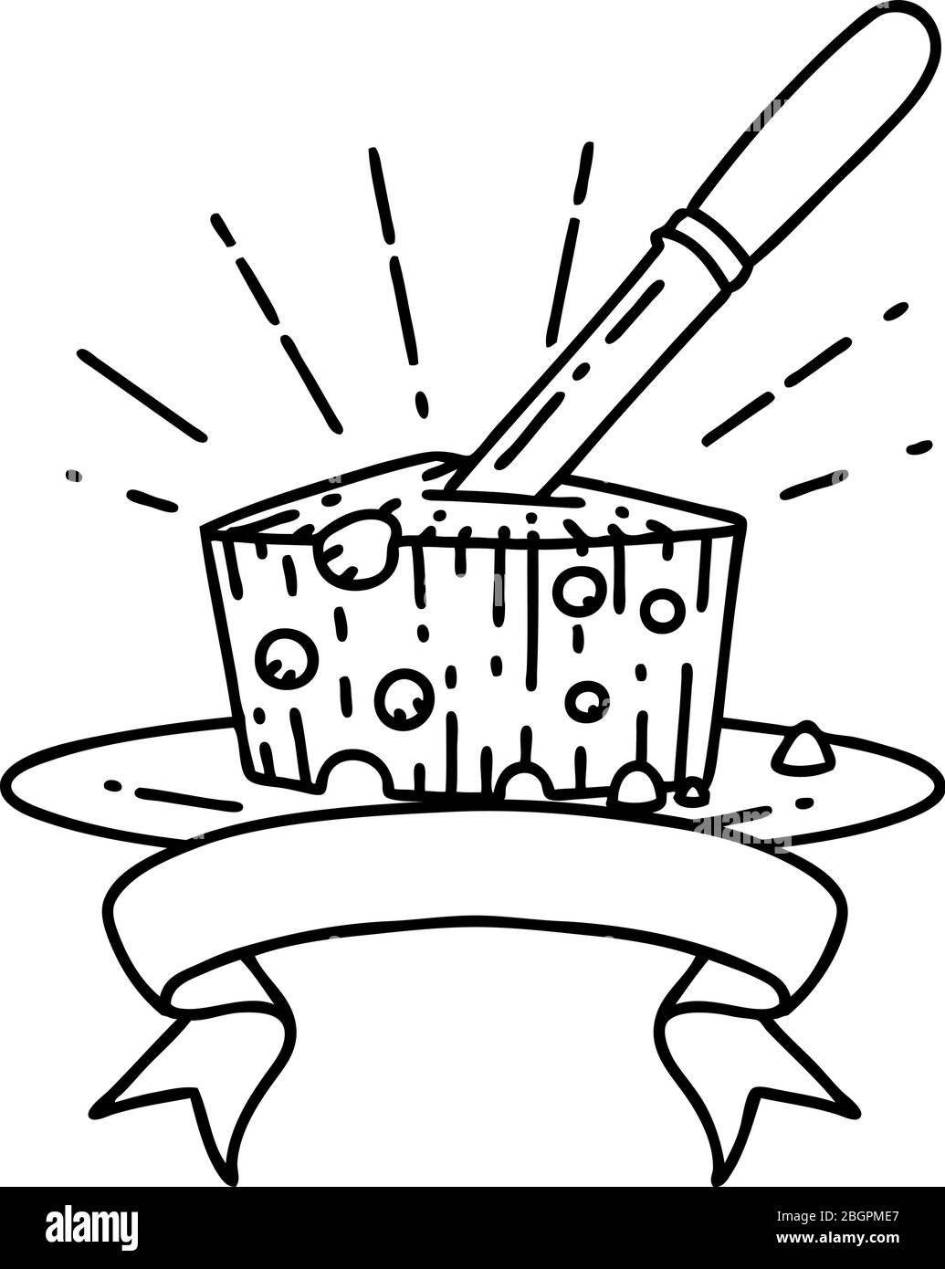 bannière de défilement avec plaque de style tatouage de travail en ligne noire Illustration de Vecteur