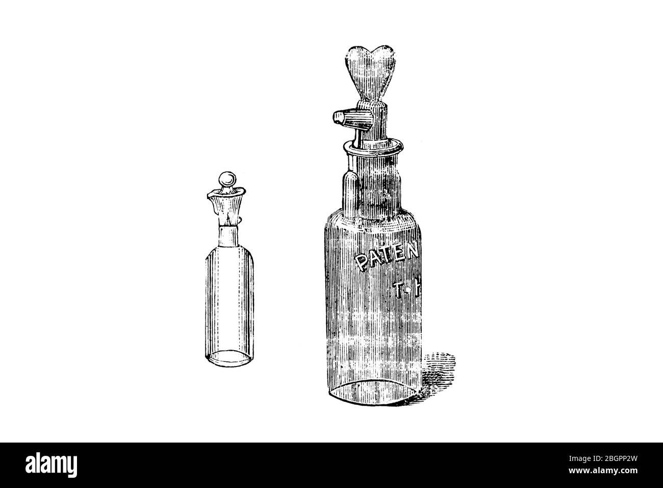 Bouteilles COMPTE-GOUTTES – Illustration 1897 gravé d'époque Banque D'Images