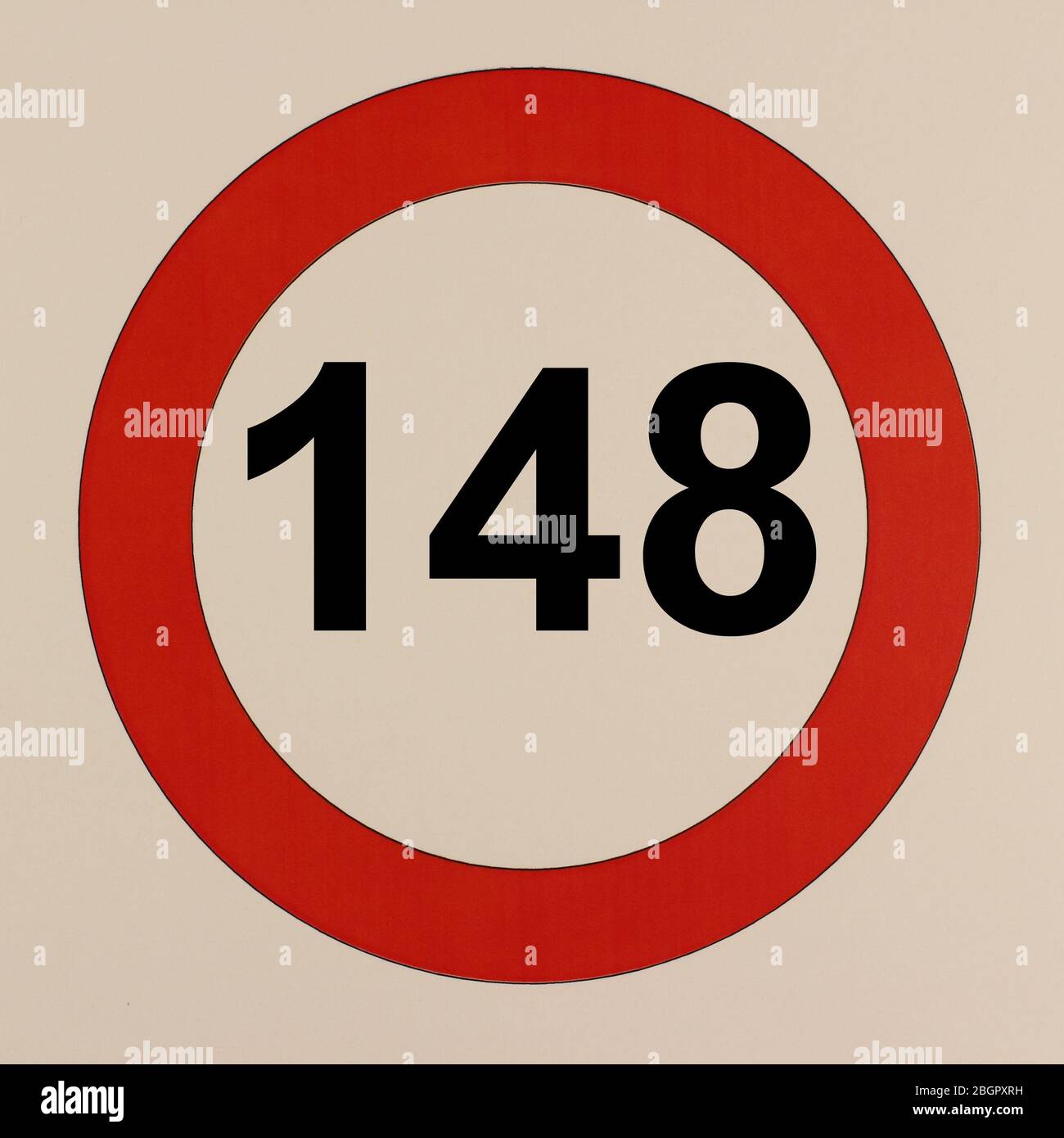 Illustration des Straßenverkehrszeichens 'maximum Geschwindigkeit 148 km pro Stunde' Banque D'Images