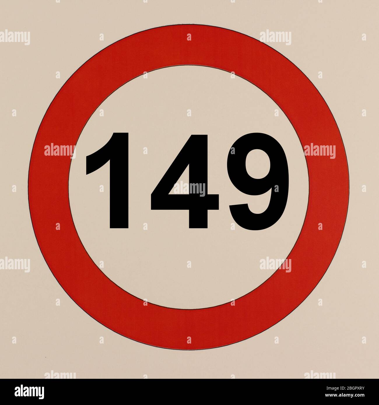 Illustration des Straßenverkehrszeichens 'maximum Geschwindigkeit 149 km pro Stunde' Banque D'Images