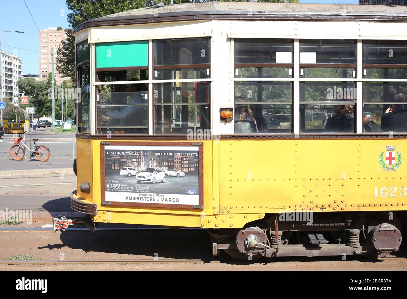 Milan, Italie, Lombardie - 20 septembre 2019: Trams à Milan. La classe ATM 1500, également appelée type 1928, est une série de véhicules de tramway utilisés par le guichet automatique Banque D'Images