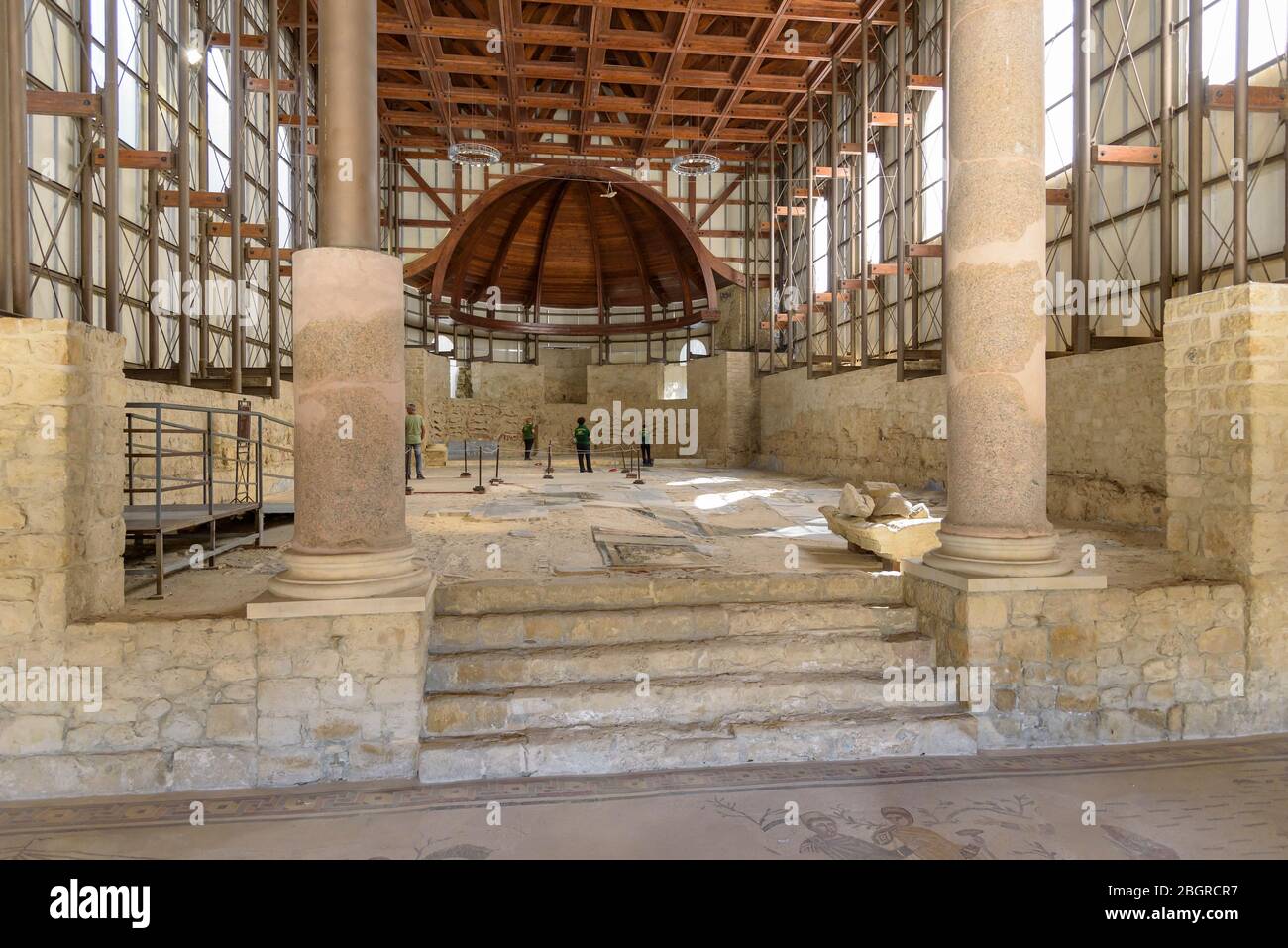 Piazza Armerina, Sicile, Italie - 24 août 2017: Intérieur de la célèbre maison romaine de ht Villa Romana del Calase. Patrimoine mondial de l'UNESCO. Banque D'Images