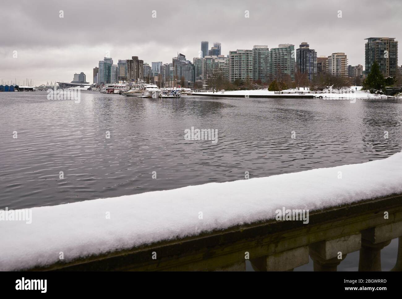 Stanley Park Coal Harbour hiver. Banque D'Images