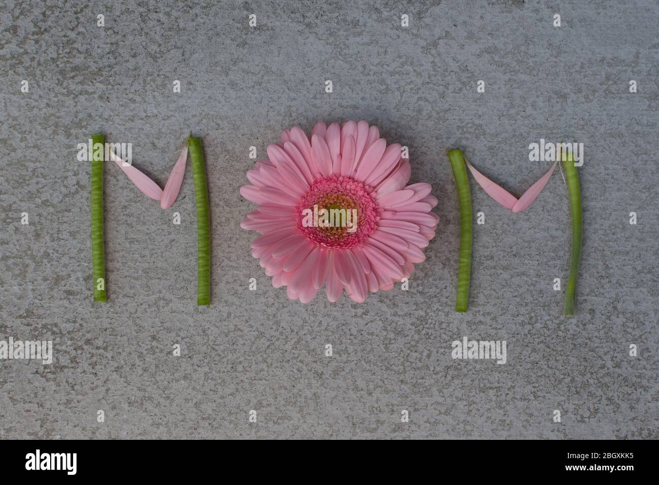 Le mot « MOM » fait de fleurs. Banque D'Images