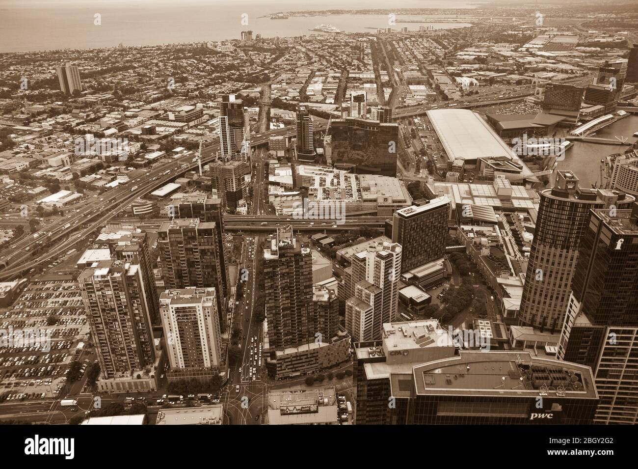 Vue aérienne, Melbourne, Victoria, Australie, CBD Banque D'Images