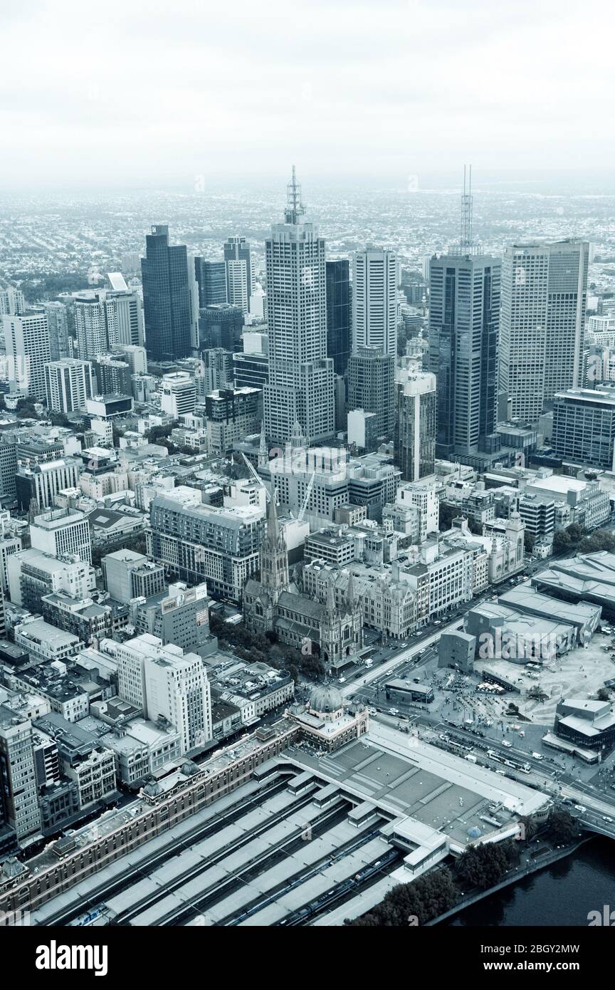 Vue aérienne, Melbourne, Victoria, Australie, CBD Banque D'Images