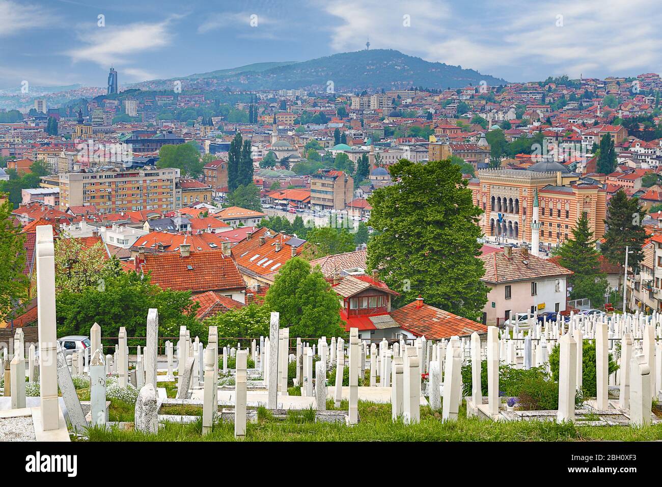 Cimetière musulman dédié aux victimes de la guerre de Bosnie, à Sarajevo, en Bosnie-Herzégovine Banque D'Images