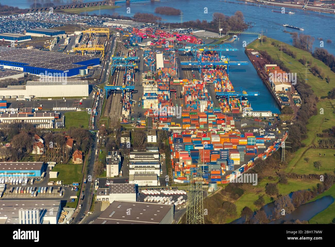 Logport I, terminal, Port du conteneur, 07.02.2020, vue aérienne, Allemagne, Rhénanie-du-Nord-Westphalie, région de la Ruhr, Duisburg Banque D'Images