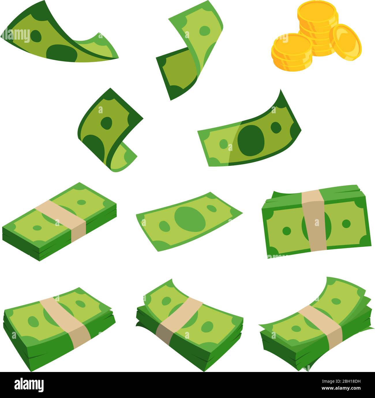 Des ensembles de dollars isolés sur fond blanc. Différents billets de banque. Argent comptant et pile de financement. Illustration vectorielle Illustration de Vecteur Des ensembles de dollars isolés sur fond blanc. Différents billets de banque. Argent comptant et pile de financement. Illustration vectorielle Illustration de Vecteur
