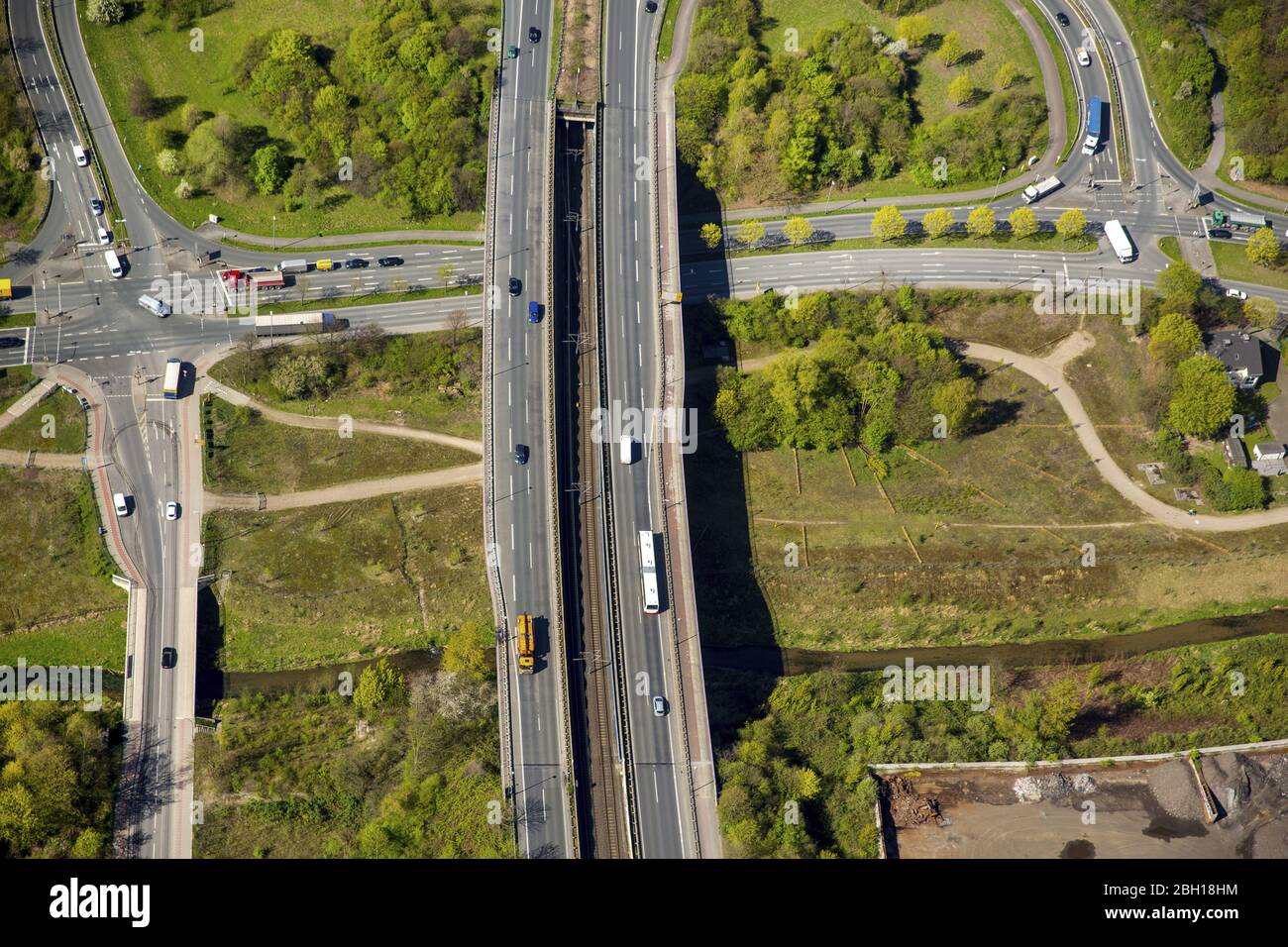 , voie rapide Mallinckrodtstrasse à Dortmund, 18.04.2016, vue aérienne, Allemagne, Rhénanie-du-Nord-Westphalie, Ruhr Area, Dortmund Banque D'Images