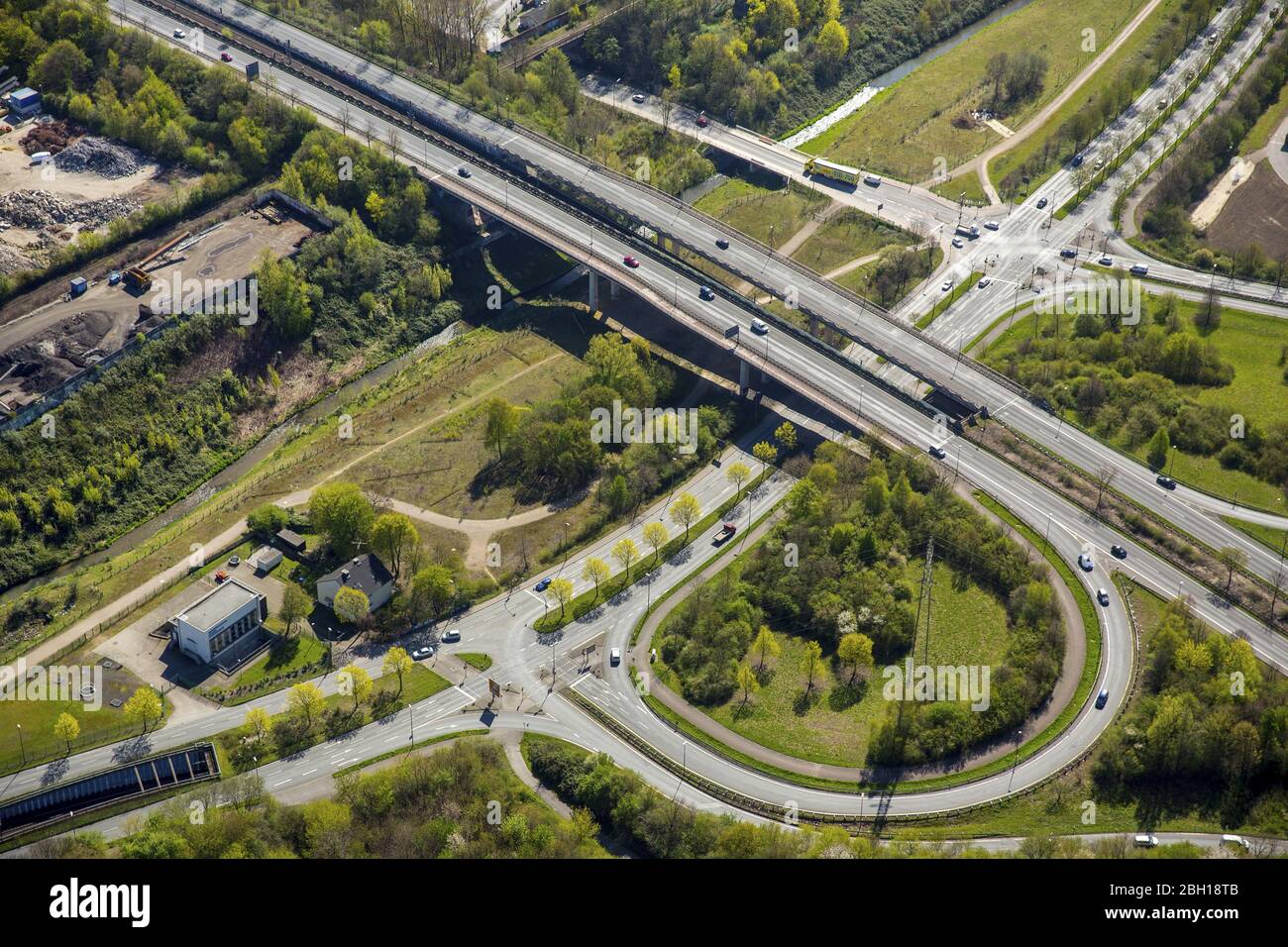 , voie rapide Mallinckrodtstrasse à Dortmund, 18.04.2016, vue aérienne, Allemagne, Rhénanie-du-Nord-Westphalie, Ruhr Area, Dortmund Banque D'Images