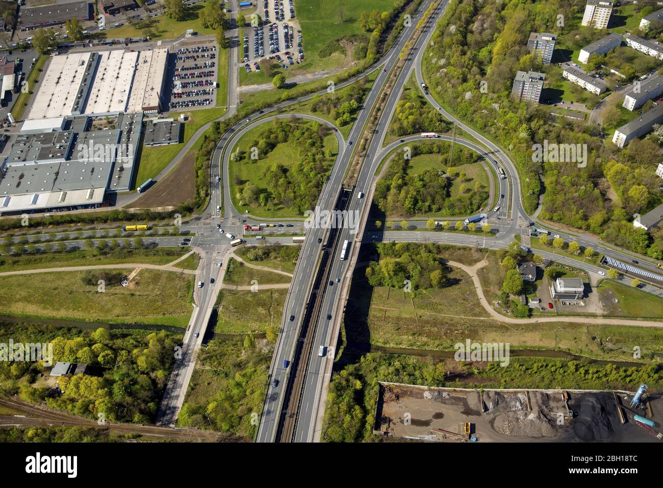 , voie rapide Mallinckrodtstrasse à Dortmund, 18.04.2016, vue aérienne, Allemagne, Rhénanie-du-Nord-Westphalie, Ruhr Area, Dortmund Banque D'Images