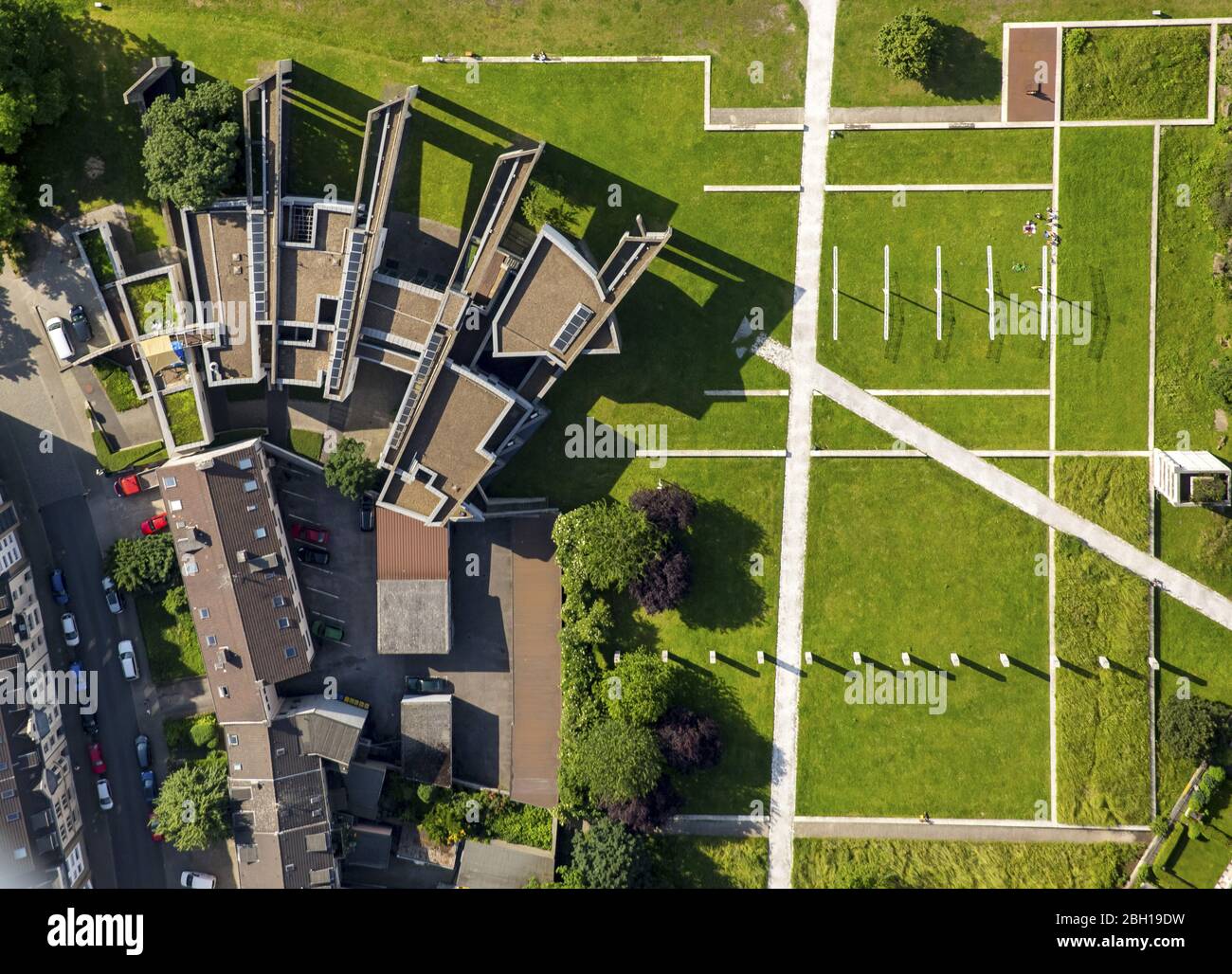 Terrains de sport de la communauté juive Duisburg-Muelheim-Oberhausen K.d..oe.R Am Springwall à Duisburg, 09.06.2016, vue aérienne, Allemagne, Rhénanie-du-Nord-Westphalie, Ruhr Area, Duisburg Banque D'Images