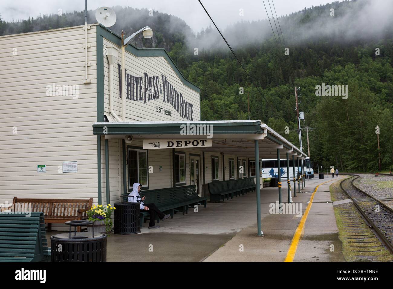 White Pass et Yukon route Gold Rush Railway Buildings en Alaska Banque D'Images