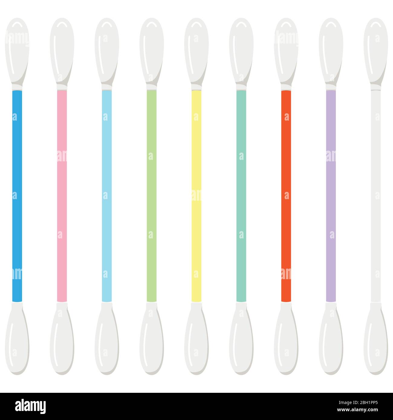 L'icône en coton coloré est isolée sur fond blanc. Tampons blancs en coton doux pour maquillage, cosmétiques, illustration vectorielle de nettoyage des oreilles. Médical p Illustration de Vecteur