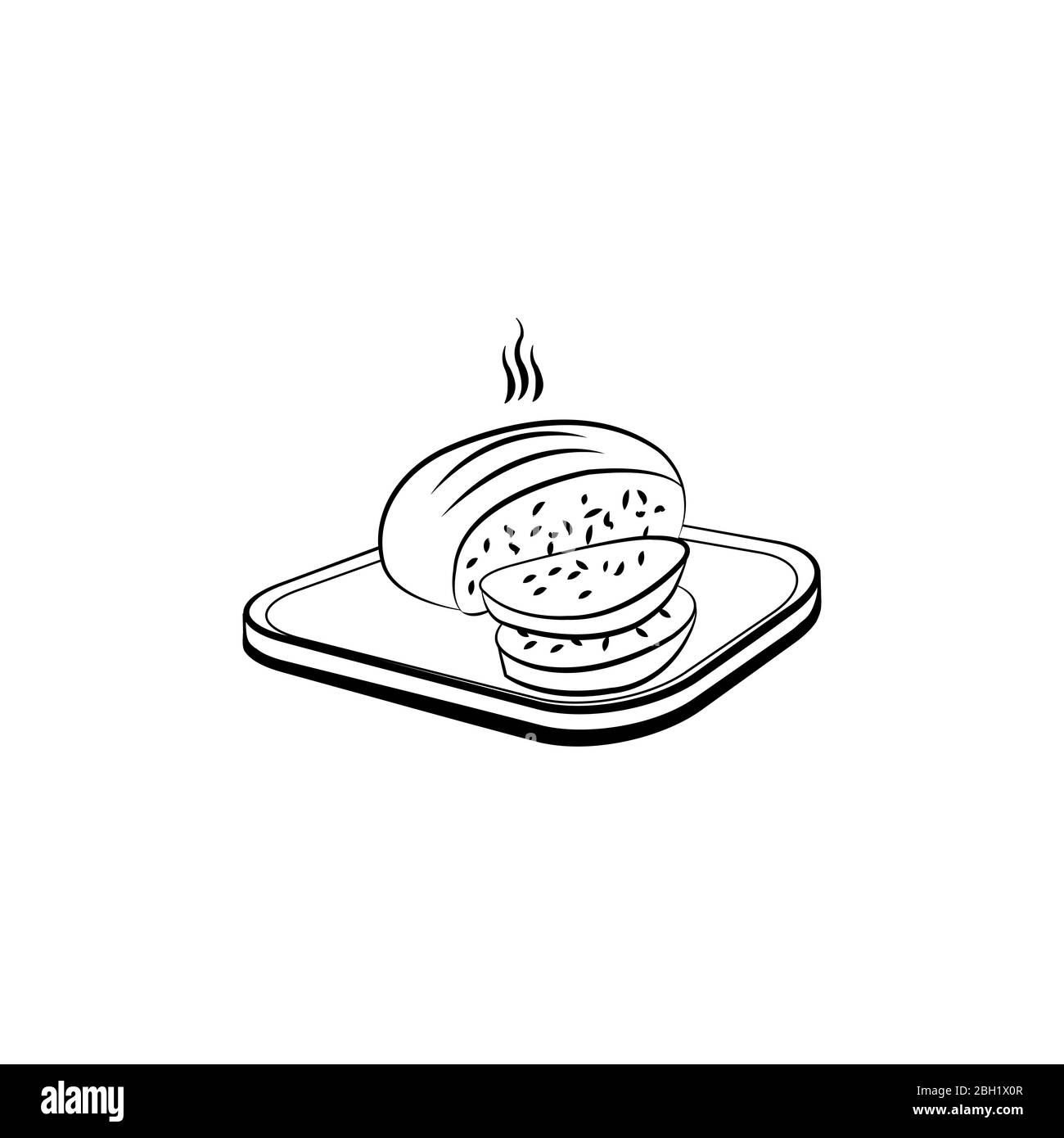 Gâteau au logo de la boulangerie de mascotte au pain Illustration de Vecteur