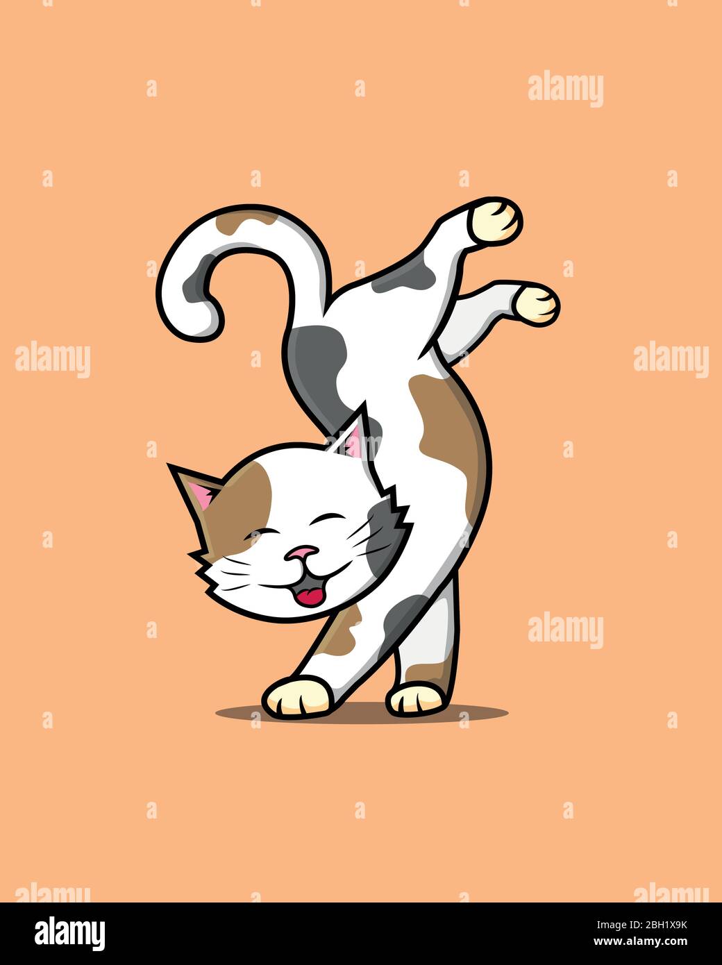 Illustration vectorielle de supports de chat souriants avec ses jambes avant Illustration de Vecteur