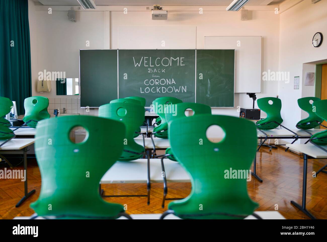 Début de l'école après Corona LockDown, vide salle de classe, Allemagne Banque D'Images