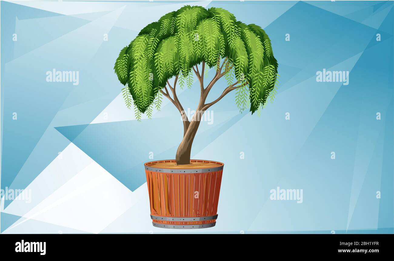 petit arbre dans un pot sur fond de texture de diamant Illustration de Vecteur