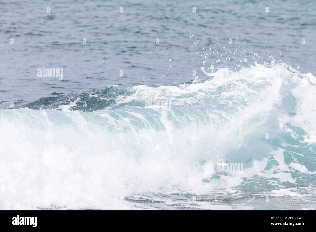 Gros plan sur une vague qui crée de l'eau mousse blanche Banque D'Images