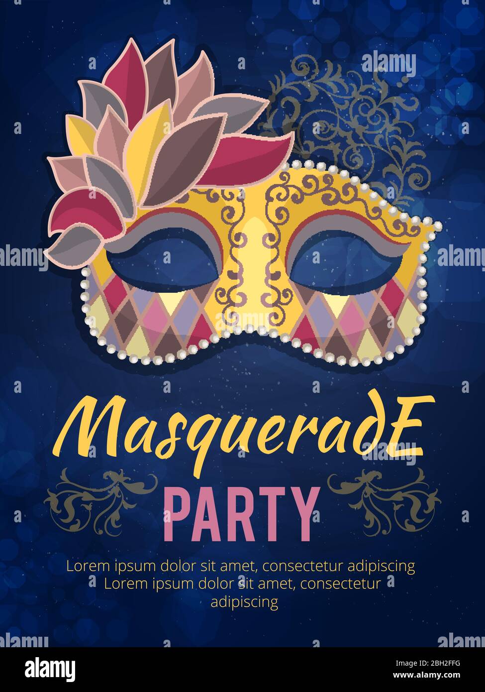 Illustration d'affiche de beauté du masque avec plume. Modèle de conception invitation fête de carnaval. Festival masque carnaval affiche vecteur Illustration de Vecteur Illustration d'affiche de beauté du masque avec plume. Modèle de conception invitation fête de carnaval. Festival masque carnaval affiche vecteur Illustration de Vecteur