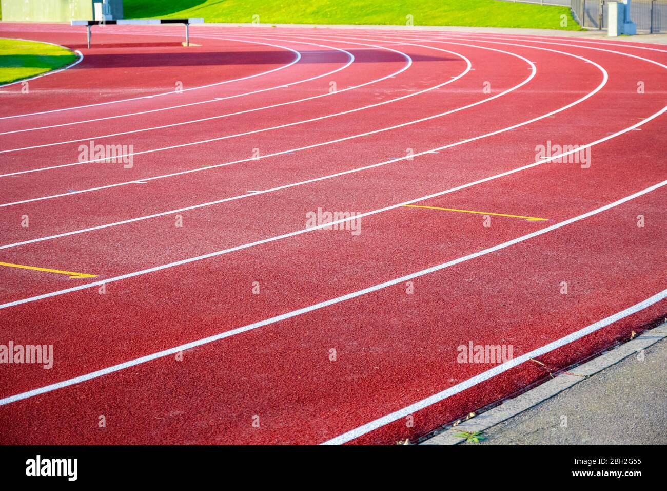 Le Parliament Hill Fields Athletics Track à Londres, piste de course toutes saisons pour utilisation en arrière-plan Banque D'Images