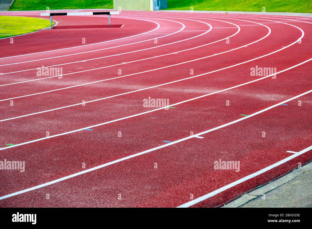 Le Parliament Hill Fields Athletics Track à Londres, piste de course toutes saisons pour utilisation en arrière-plan Banque D'Images