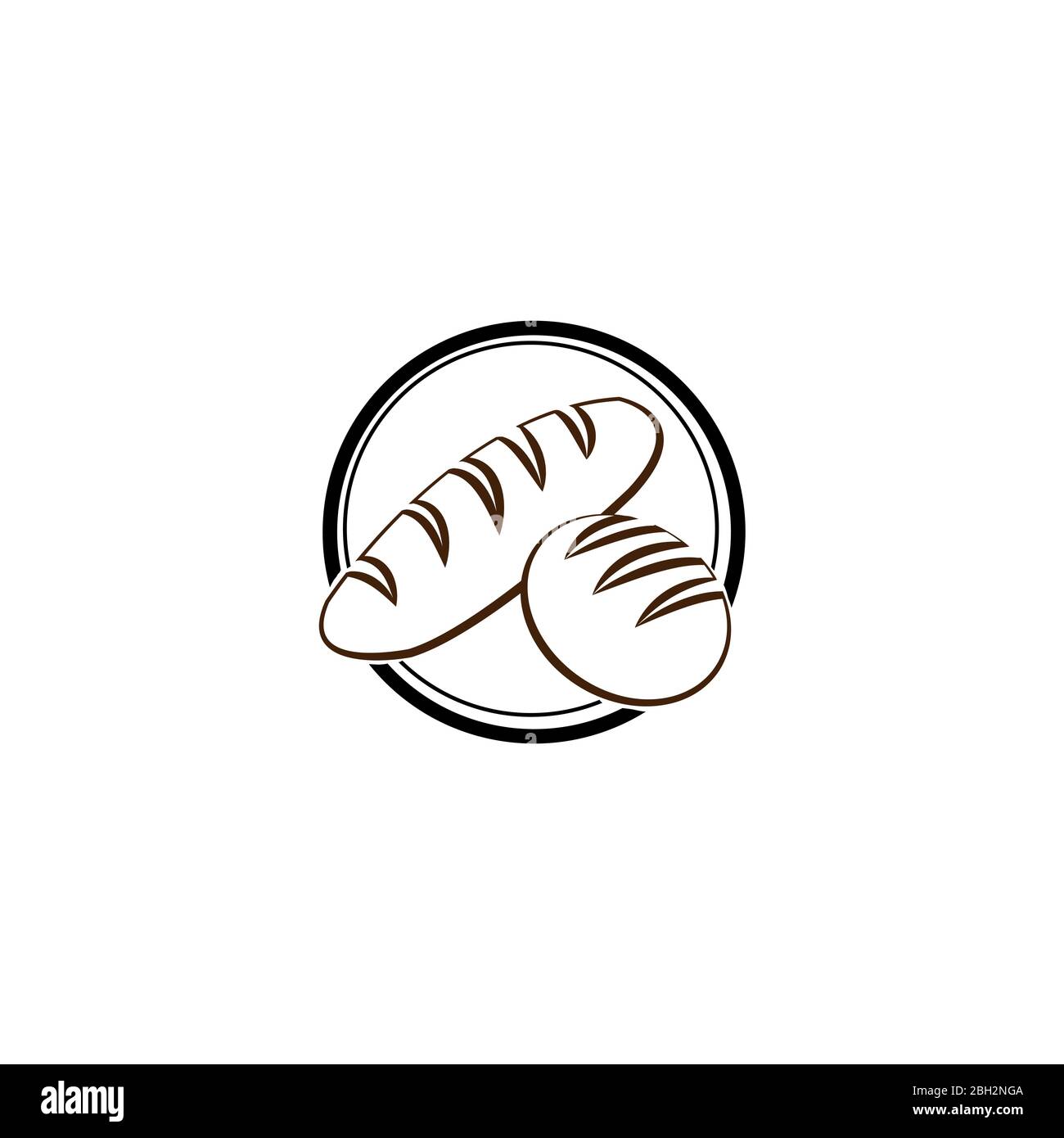 Gâteau au logo de la boulangerie de mascotte au pain Illustration de Vecteur