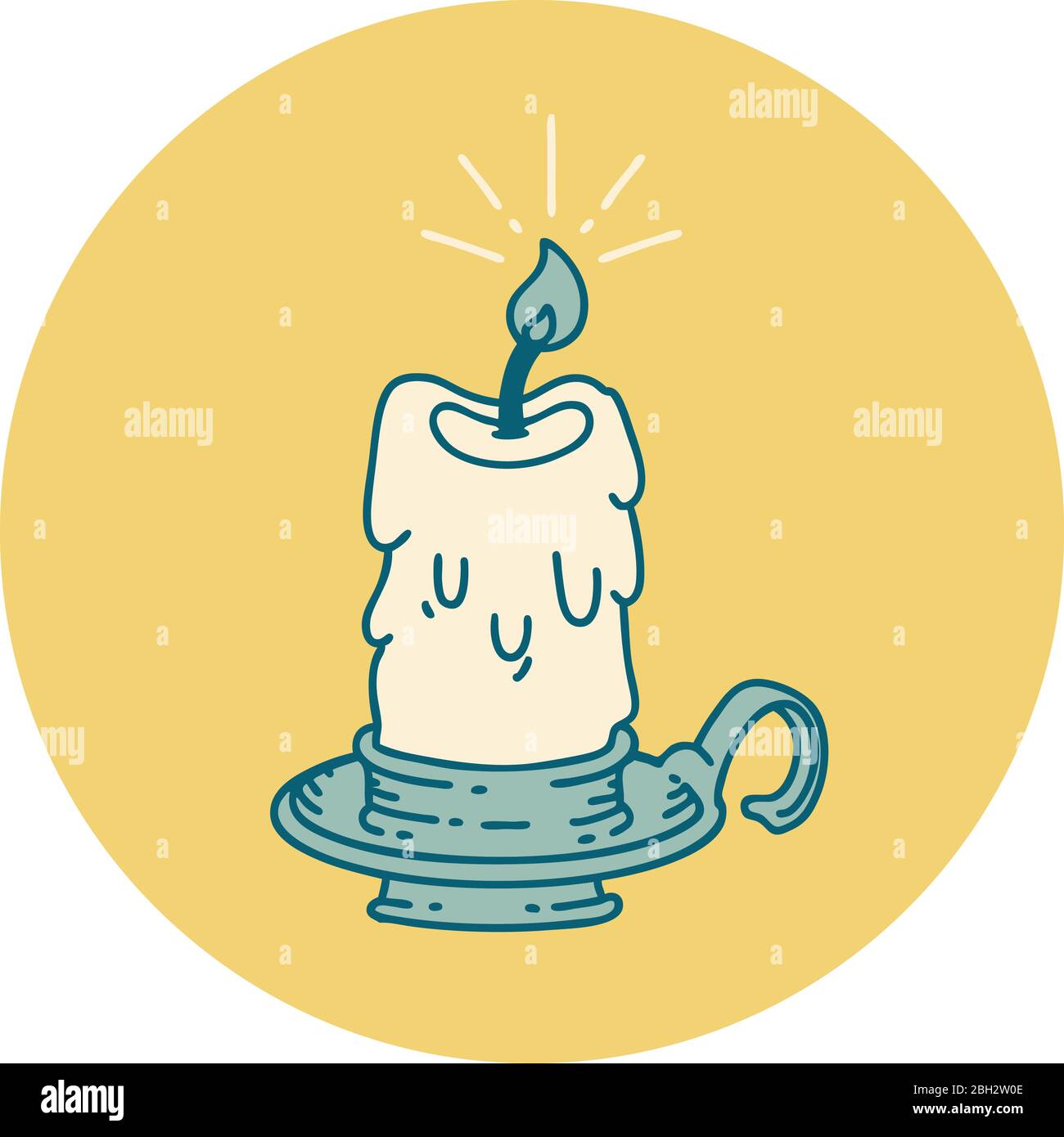 icône d'une bougie de fusion ésoyeuse de style tatouage Illustration de Vecteur