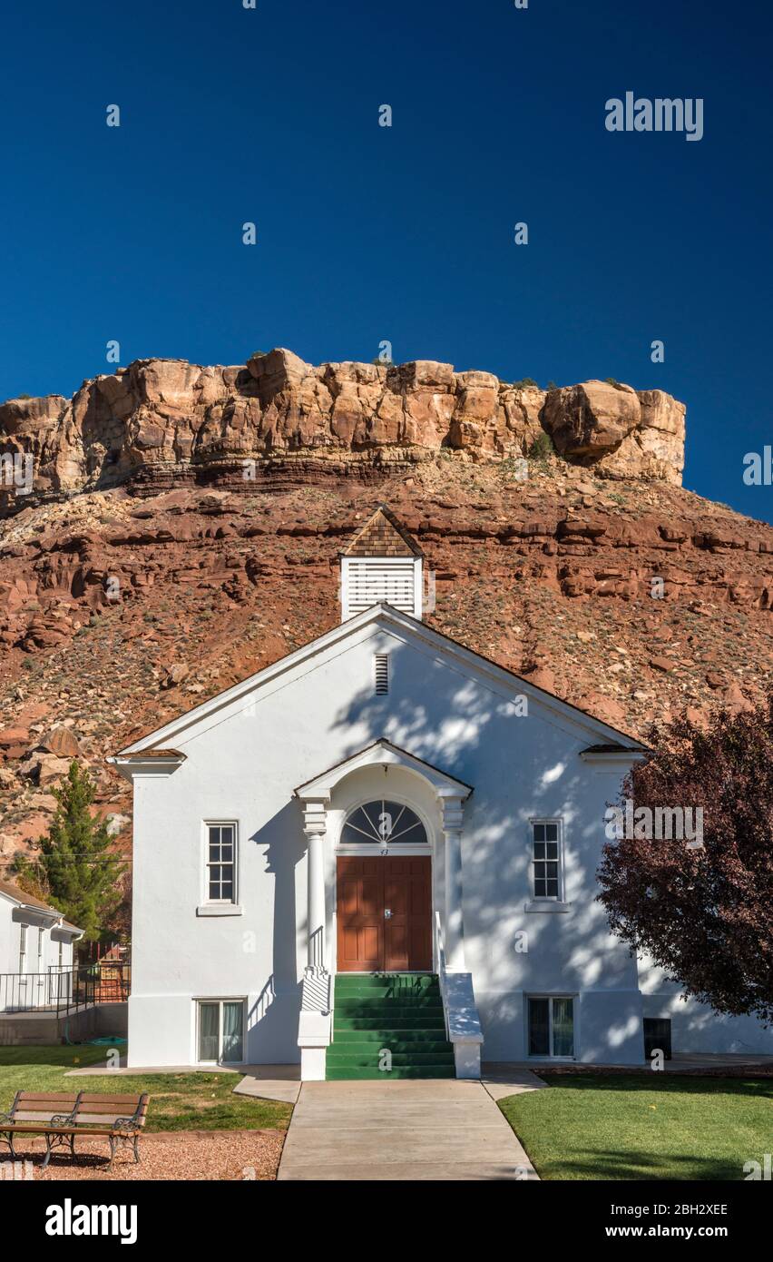 Église de Rockville, formation du banc de Rockville dans le parc national de Zion, Utah, États-Unis Banque D'Images