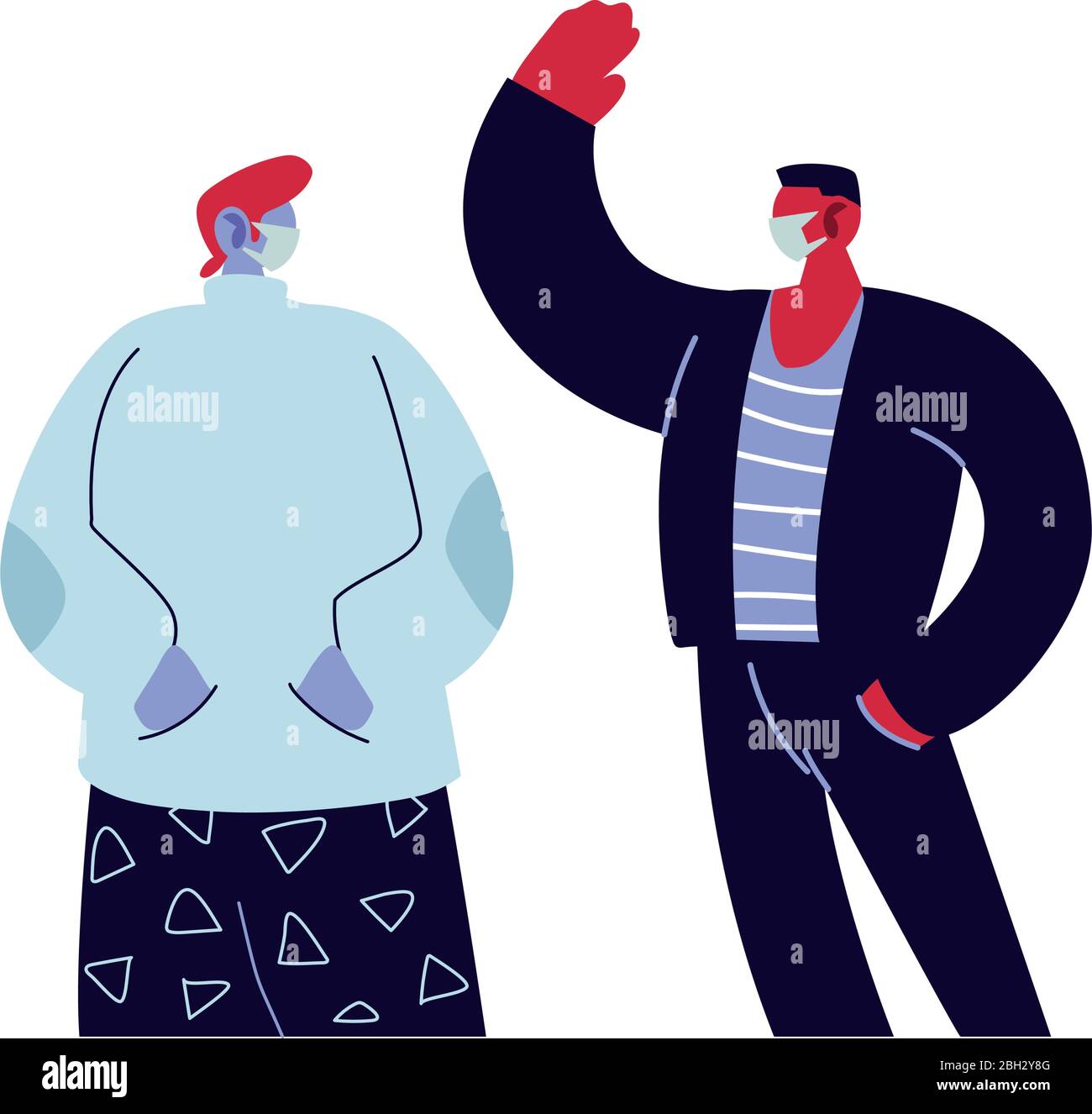 jeunes hommes utilisant des masques de visage vectoriel illustration design Illustration de Vecteur