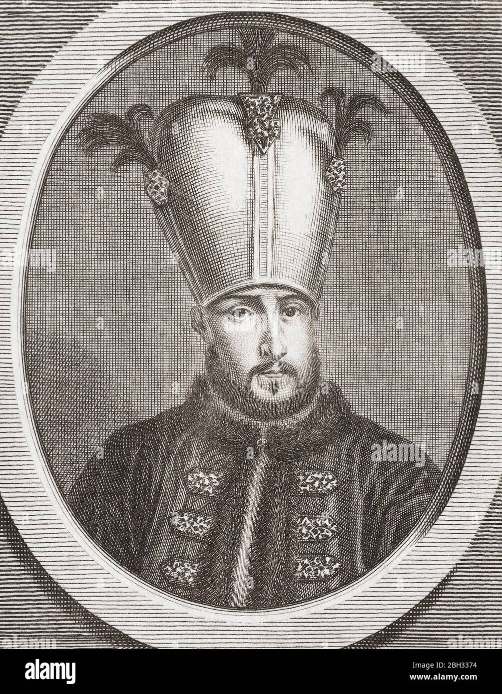 Ahmed III, 1673 – 1736. Sultan de l'Empire ottoman. Après une gravure du XVIIIe siècle par Michiel van der Gucht. Banque D'Images