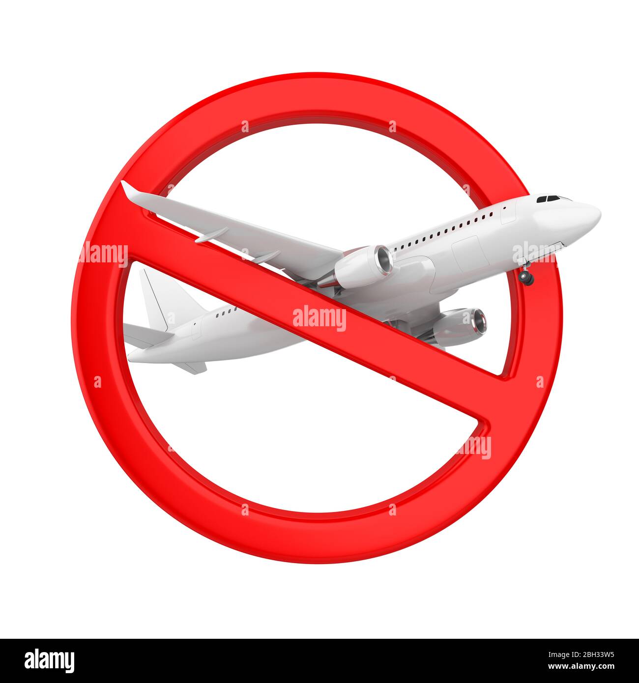 Avion avec signe interdit isolé (concept d'interdiction de voyage Photo  Stock - Alamy
